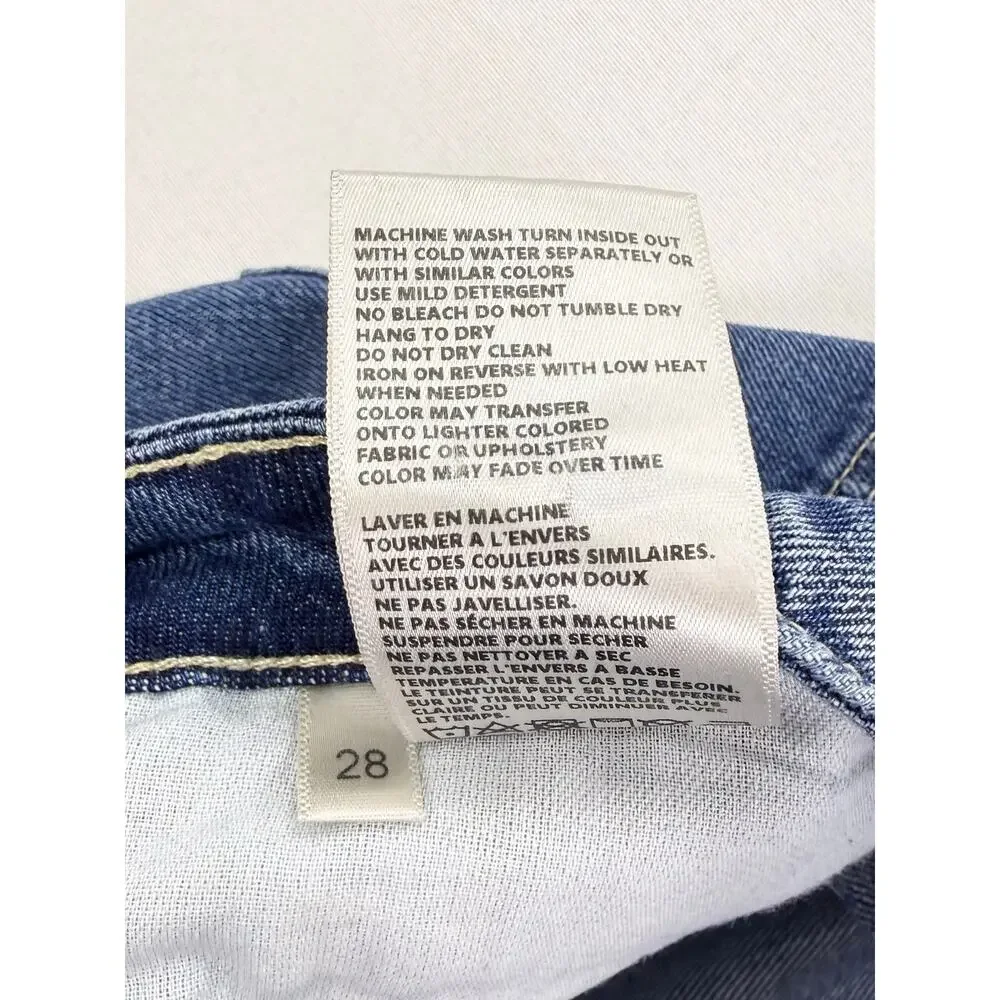 L'Agence Milana Low Rise Stovepipe Crop Straight Jean Raw Hem Women's 28 Blue